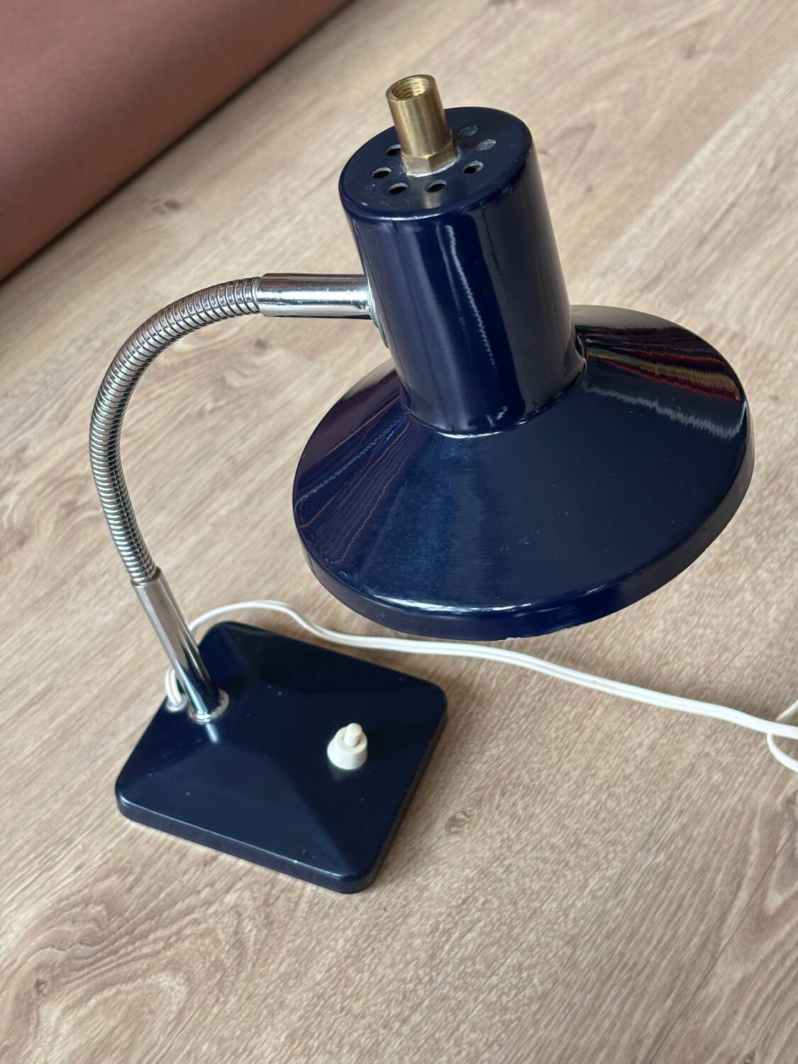 Lampe articulée de bureau en métal bleu, 1970