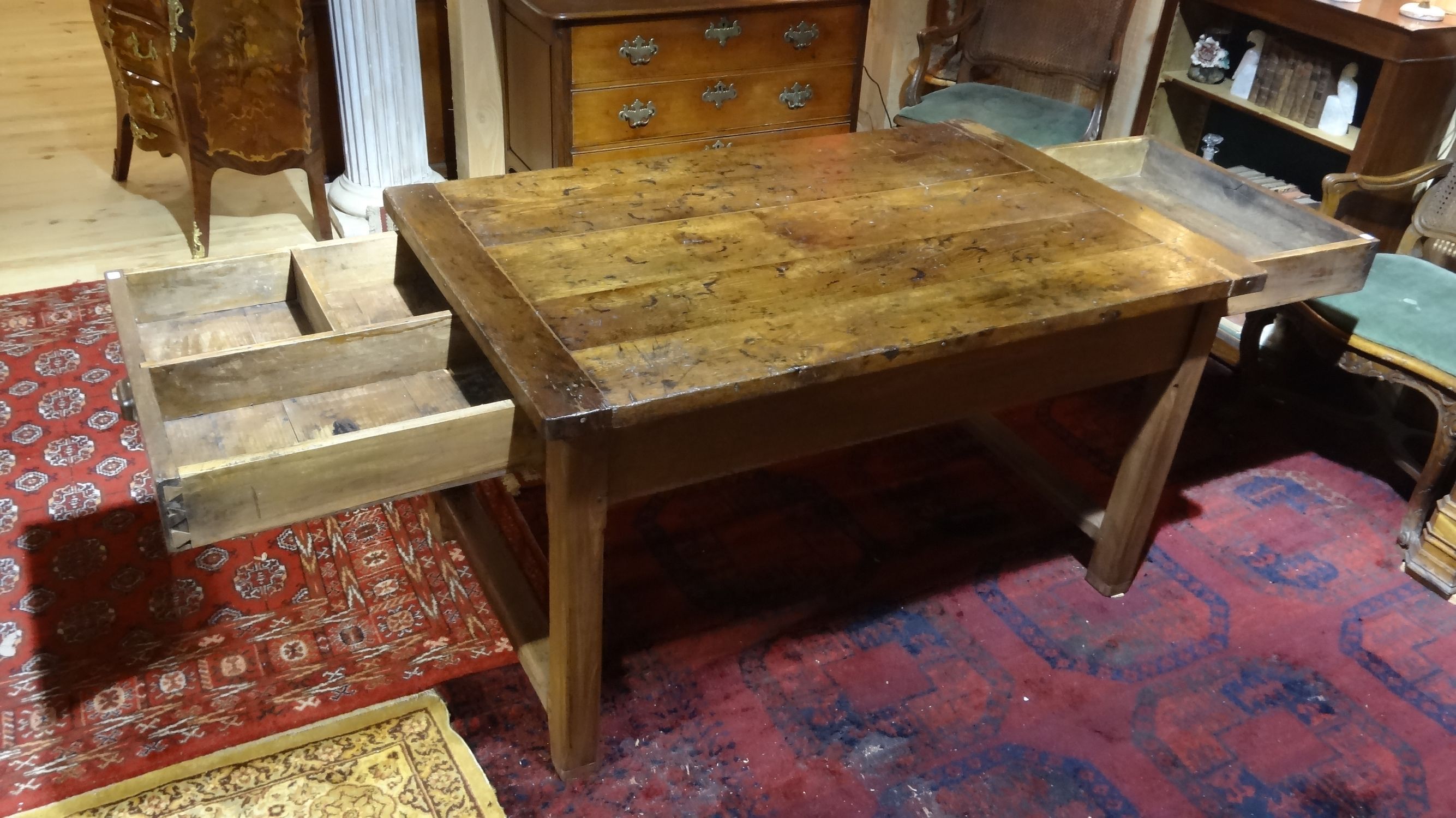 Nineteenth century farmhouse table in natural oak wood 140 x 90 cm
