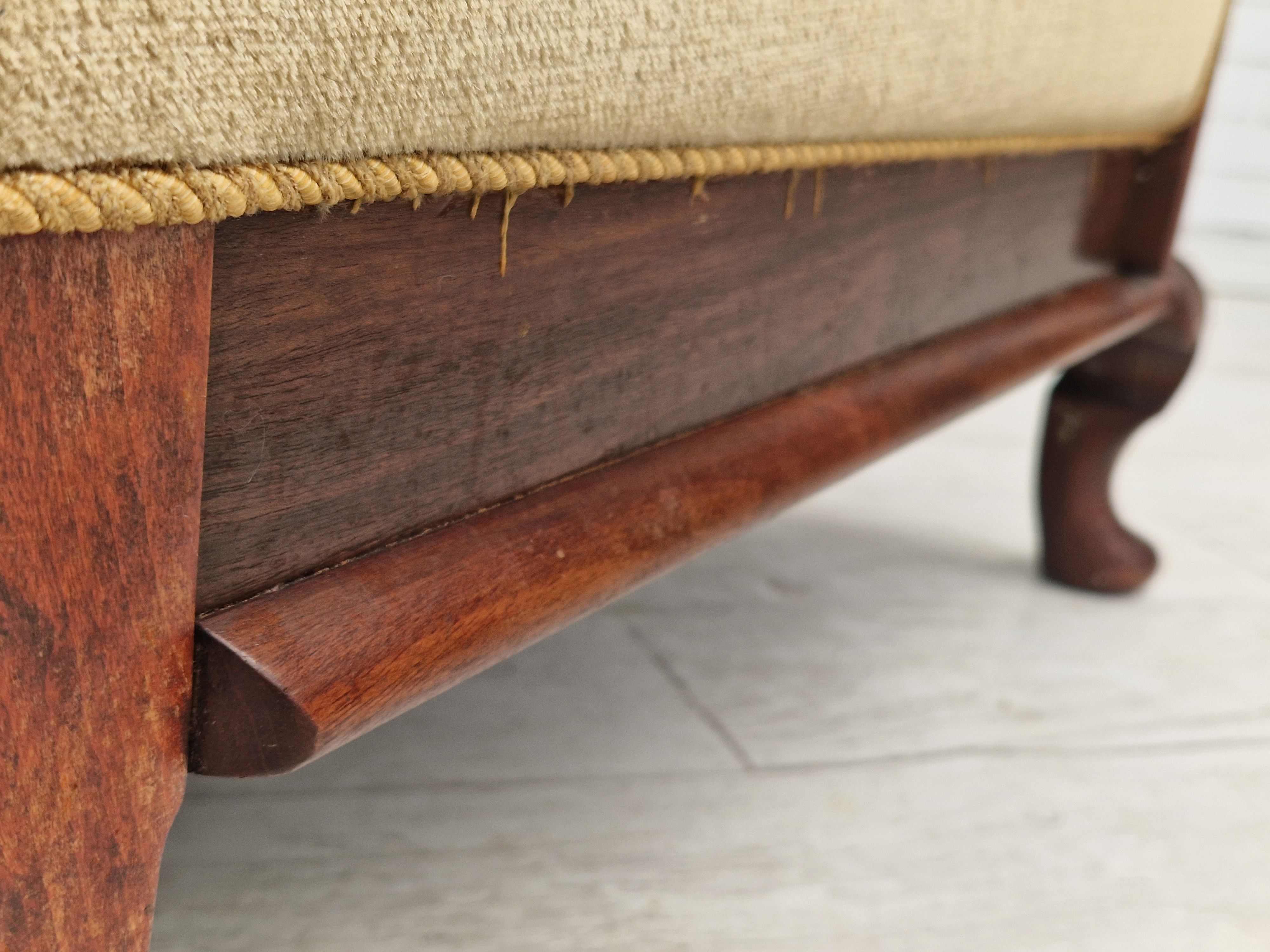 1950s, Danish design, set of armchairs, teak wood, velour, original condition.