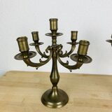 Paire de chandeliers laiton doré style classique, vintage