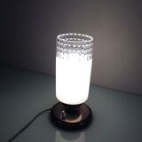 Tube bedside lamp with bi-material/vintage glass lampshade, 60/70s