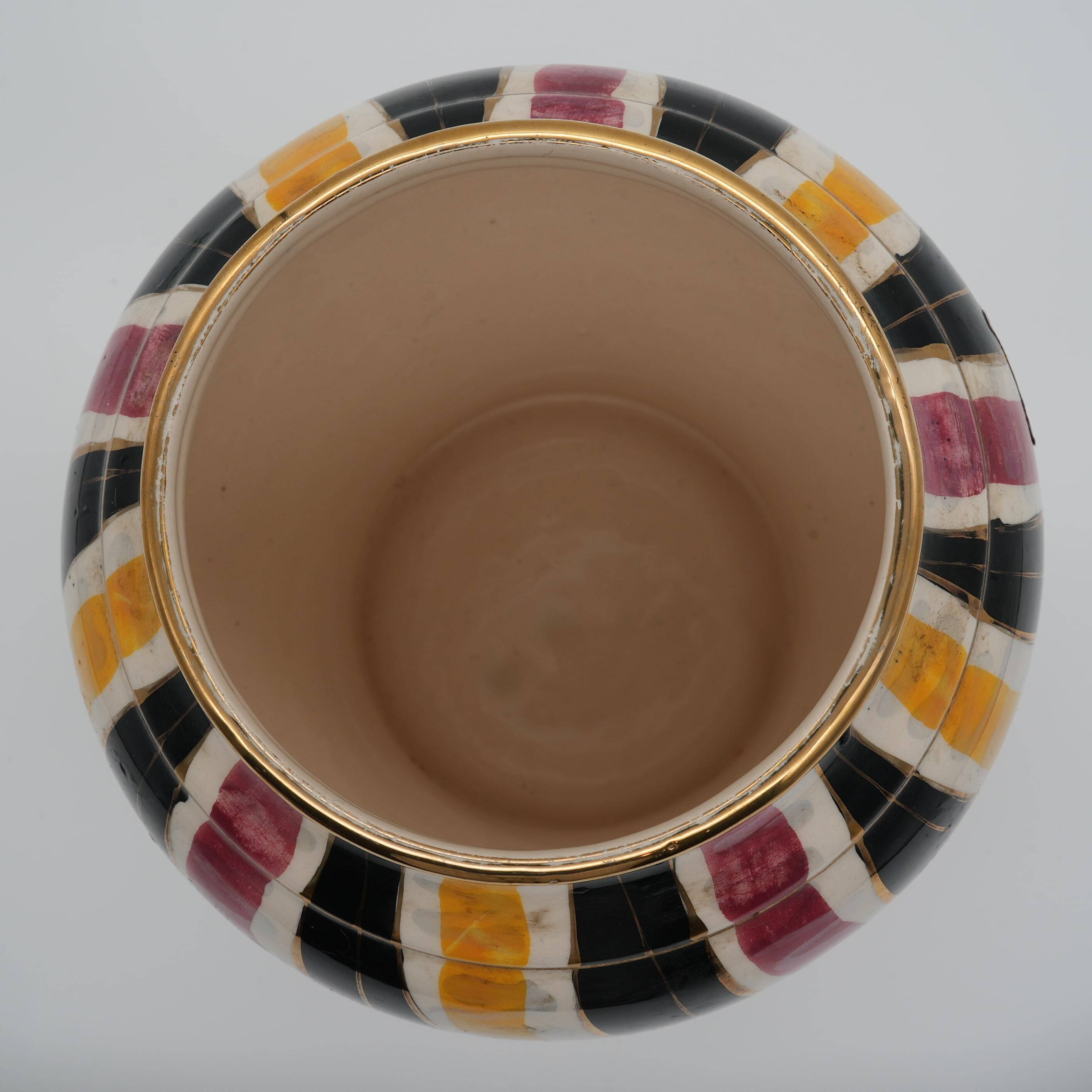 Vase H. Bequet Quaregnon Belgium hand painted ceramic mid century.