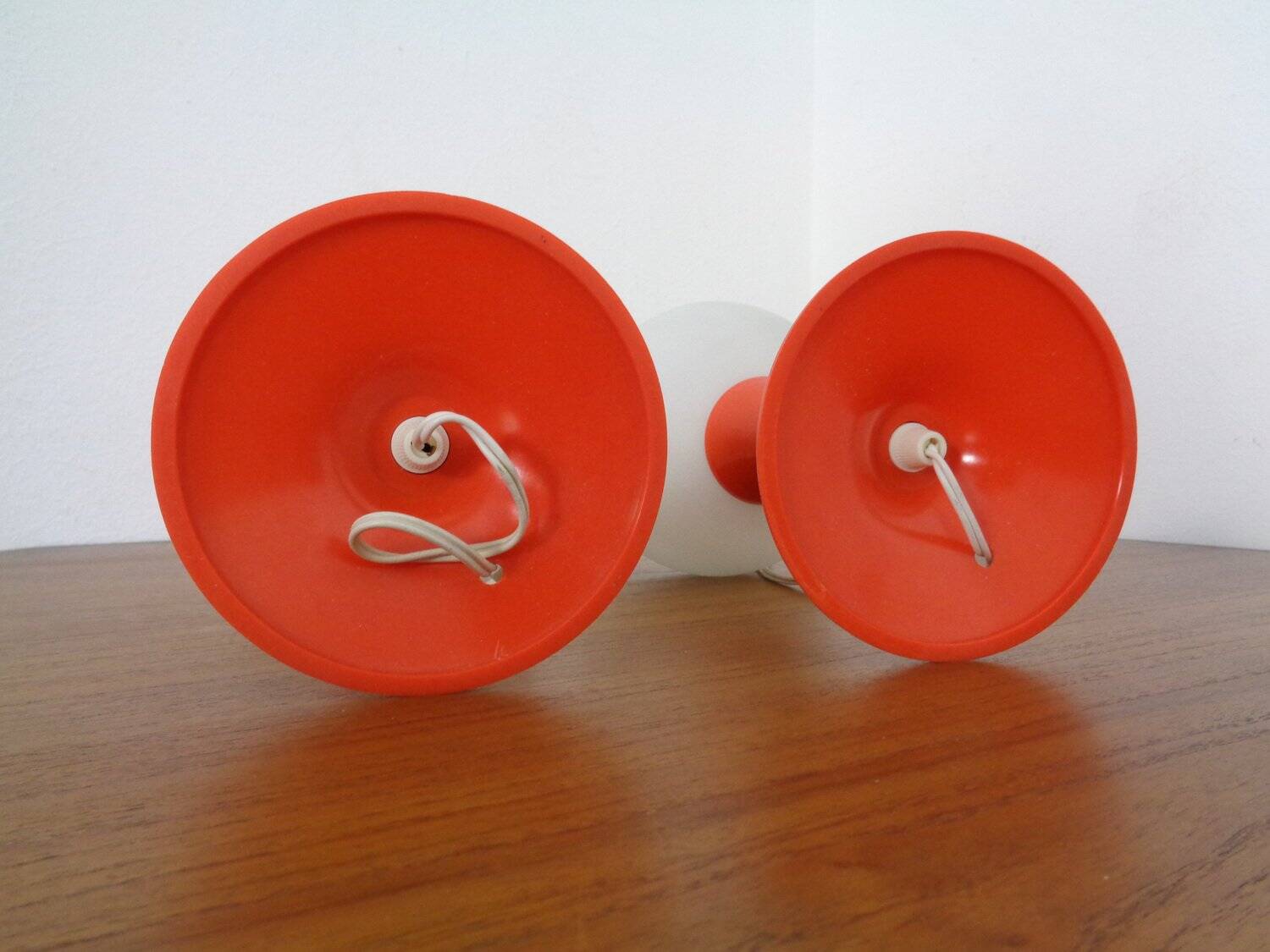 Glass and Plastic Tulip Bedside Lamps, 1970s, Set of 2