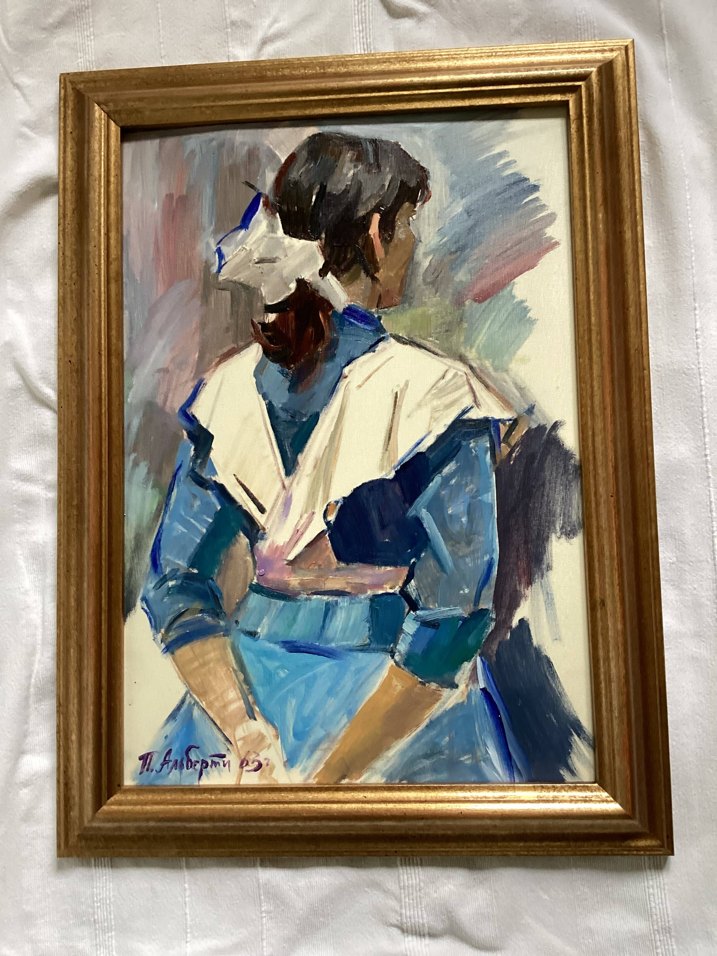 Oil painting on canvas signed dimensions: height -57cm- width -41 cm-