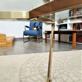 Brass round coffee table with 70s glass tray