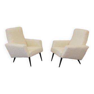 Pair of 1960 wool armchairs