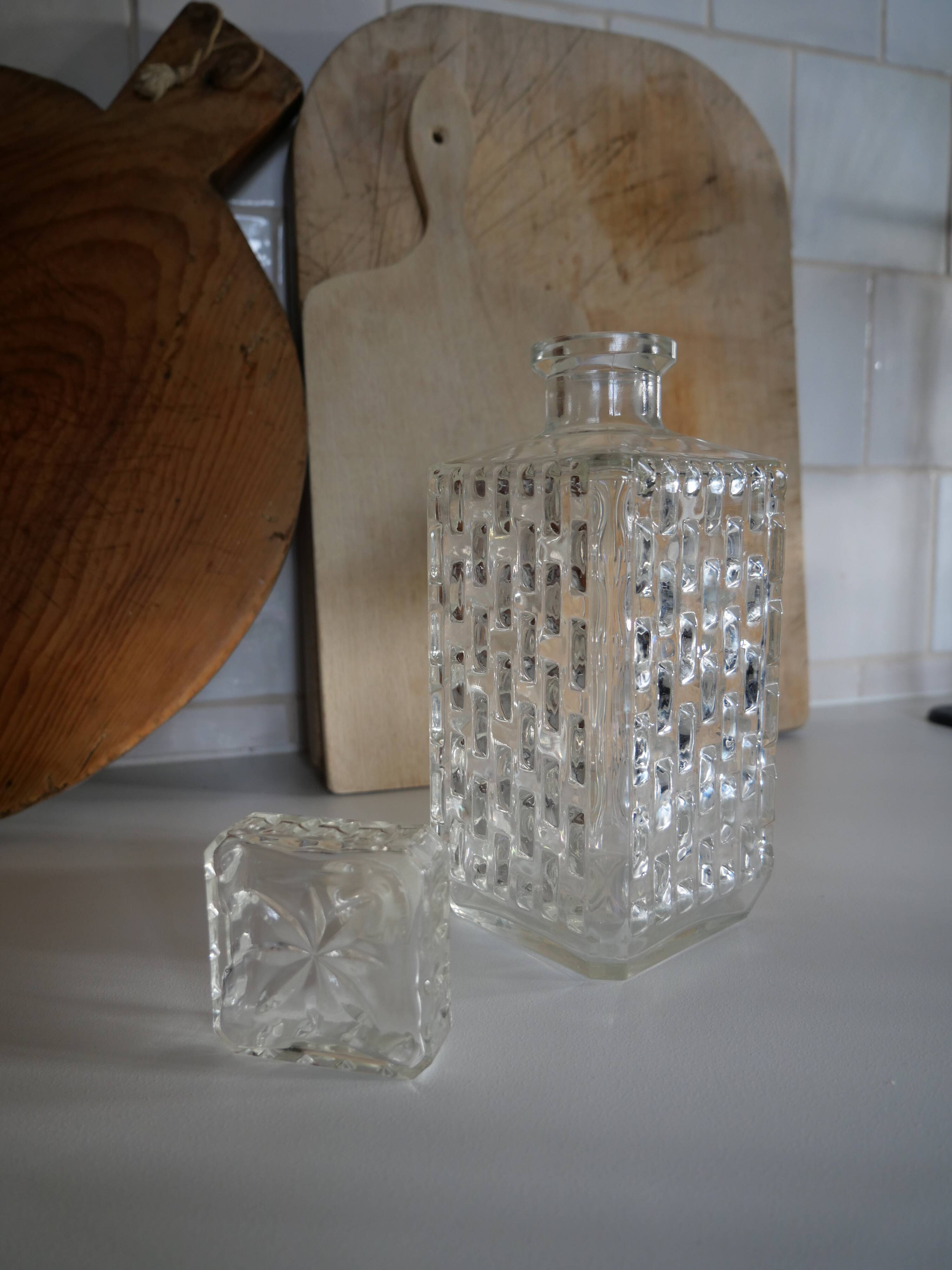 Vintage whisky decanter in chiseled glass