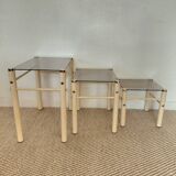 Beige Metal Nesting Tables Yves Boutboul 1970s