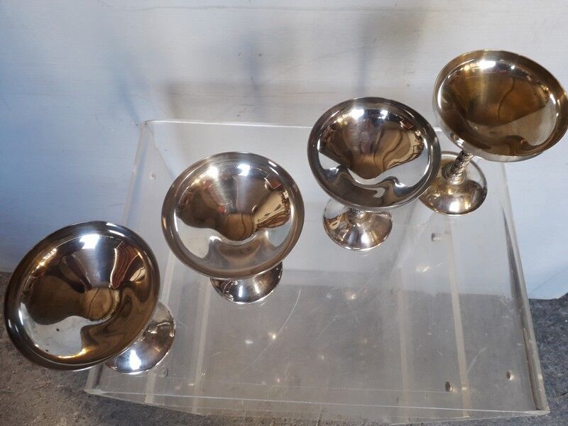 Lot 4 silver metal champagne glasses 1950/60