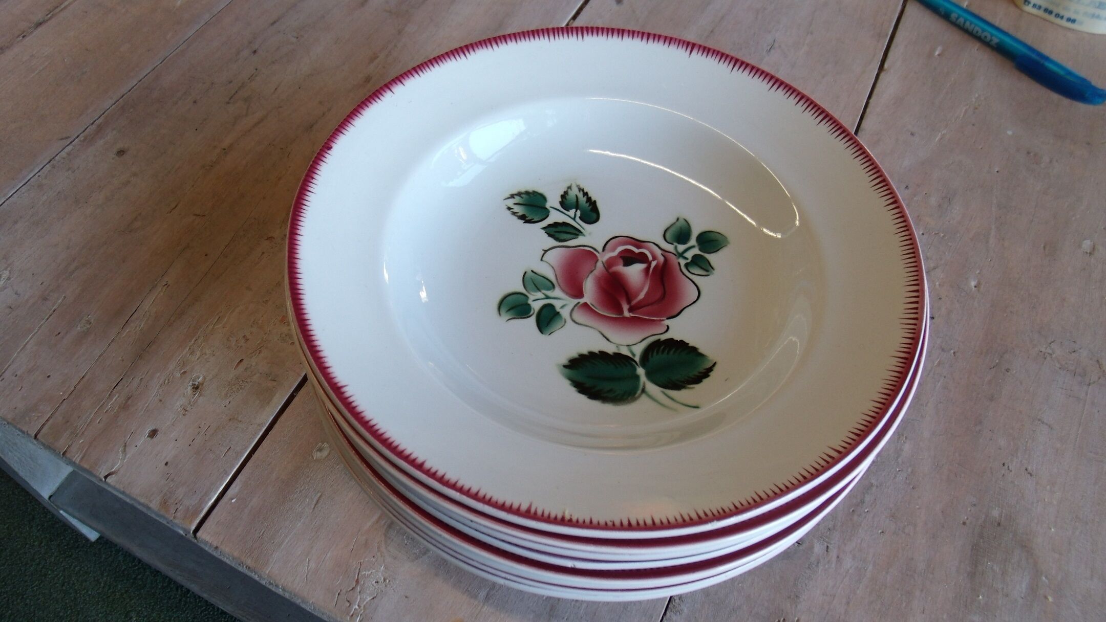 Suite of 8 soup plates Sarreguemines trifle