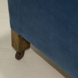 Pair of 19th Century Neo Renaissance Oak and Blue Velvet Italian Armchairs