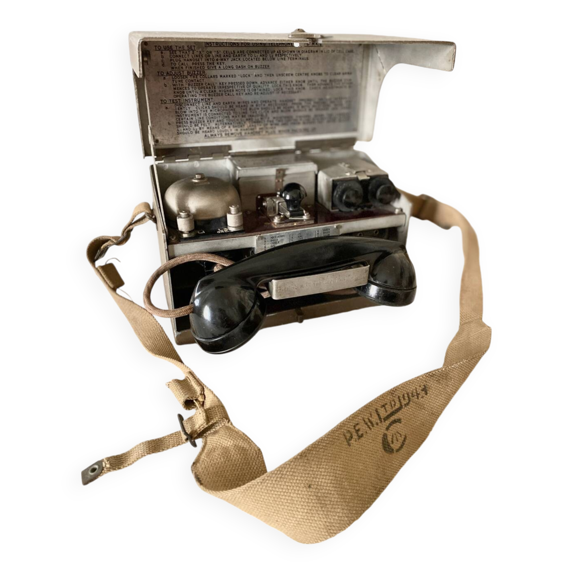 Vintage Canadian military field telephone 1943