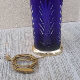 Superb blue crystal lamp vintage 80's to place Feese made in Germany.