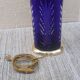 Superb blue crystal lamp vintage 80's to place Feese made in Germany.