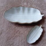 Banana leaf shaped barbotine dish and bowl
