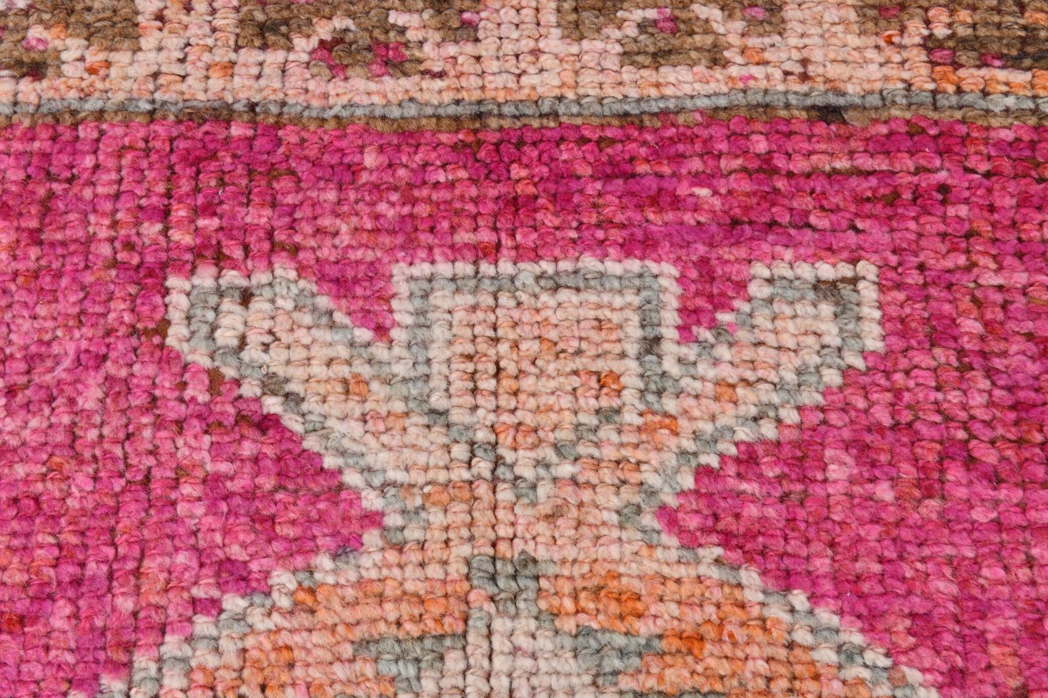3x11 Vintage Pink & Brown Turkish Runner Rug, 87x339Cm