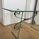 Glass and Wrought Iron Coffee Table, Italy 1960