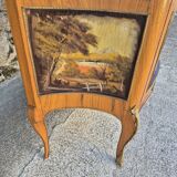 Louis xv curved display case with romantic scene
