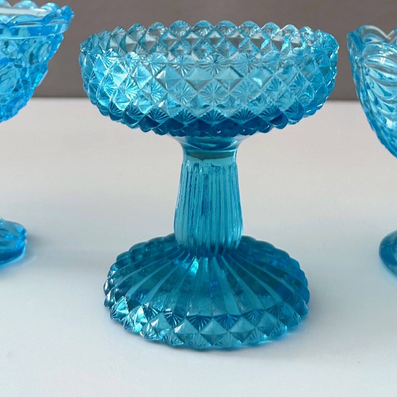 Pressed glass foot bowls art deco