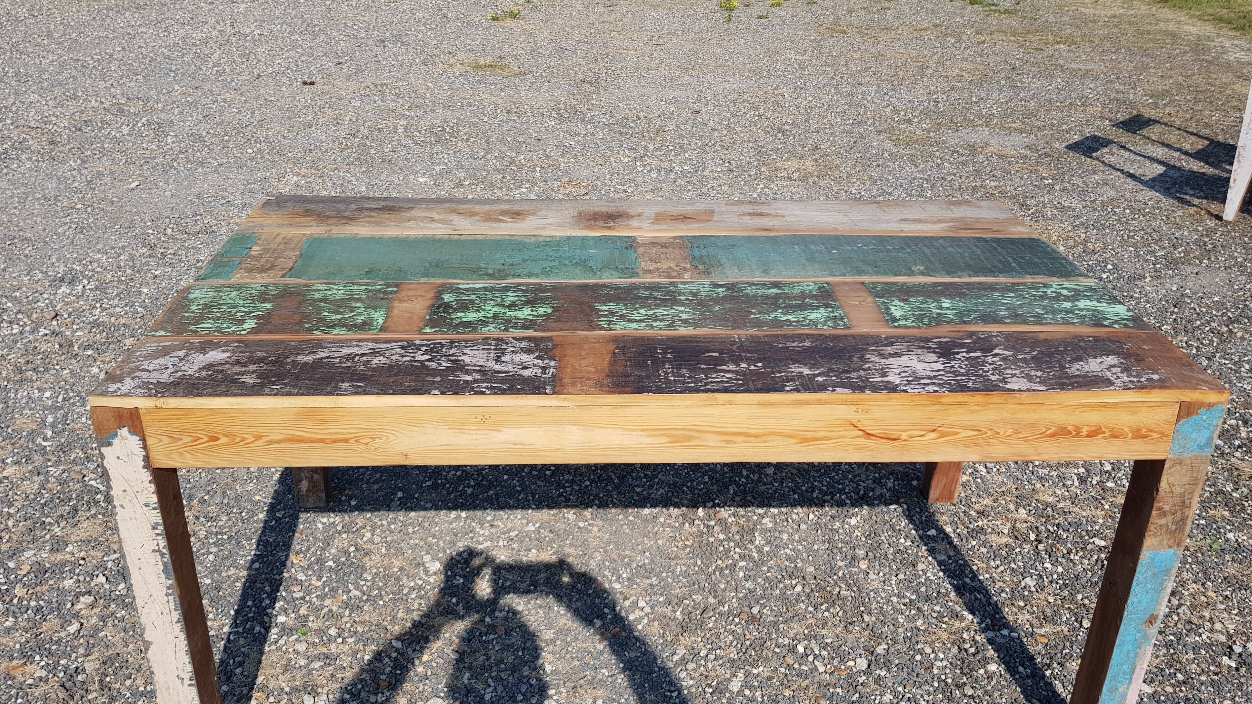 Table à manger rectangulaire en teck polychrome