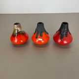 Set of 3 Original 1970 Ceramic Studio Pottery Vase by Roth Ceramics, Germany