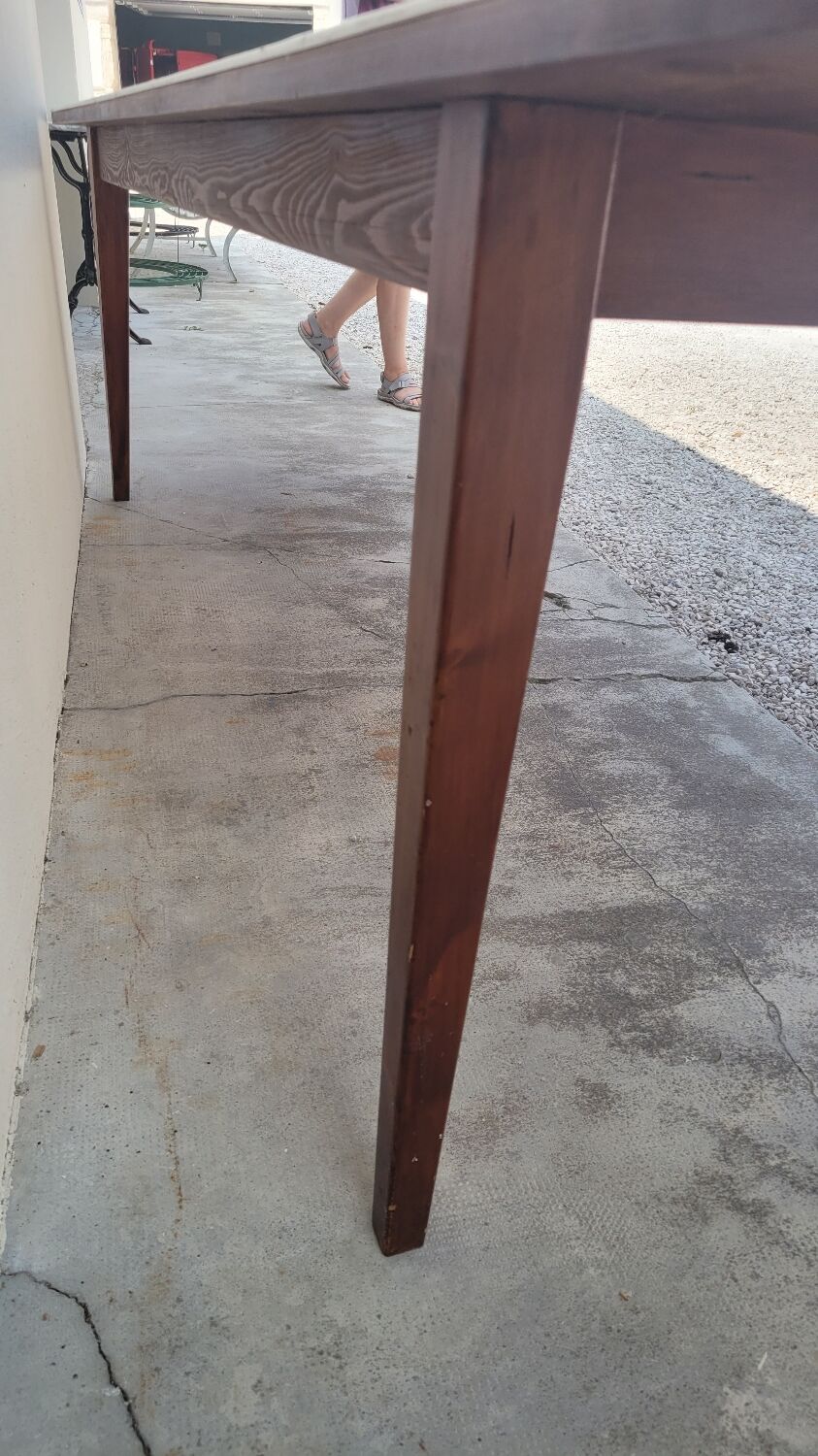 Old farmhouse table with mosaic top and tapered legs - 2m64