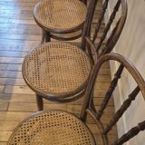Set of 4 chairs signed Thonet with caning