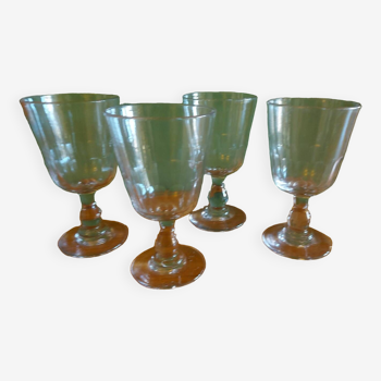 4 large crystal glasses from the end of the 19th century to the beginning of the 20th century