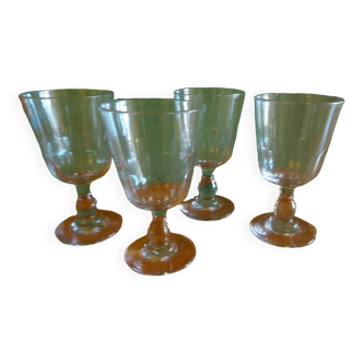 4 grands verres en cristal fin XIXème début XXème