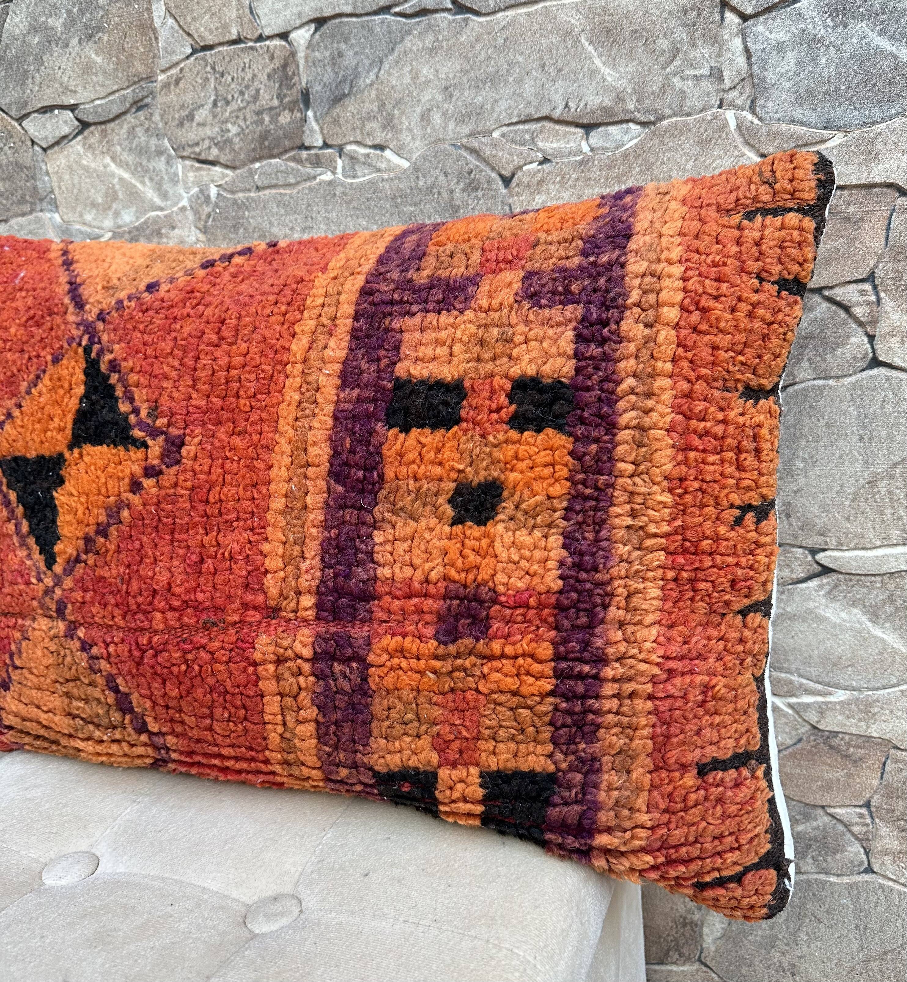 Vintage Berber wool cushion cover, decorative cushion