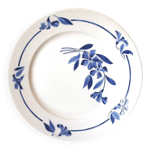 Creil et Montereau round serving dish, blue flower motif
