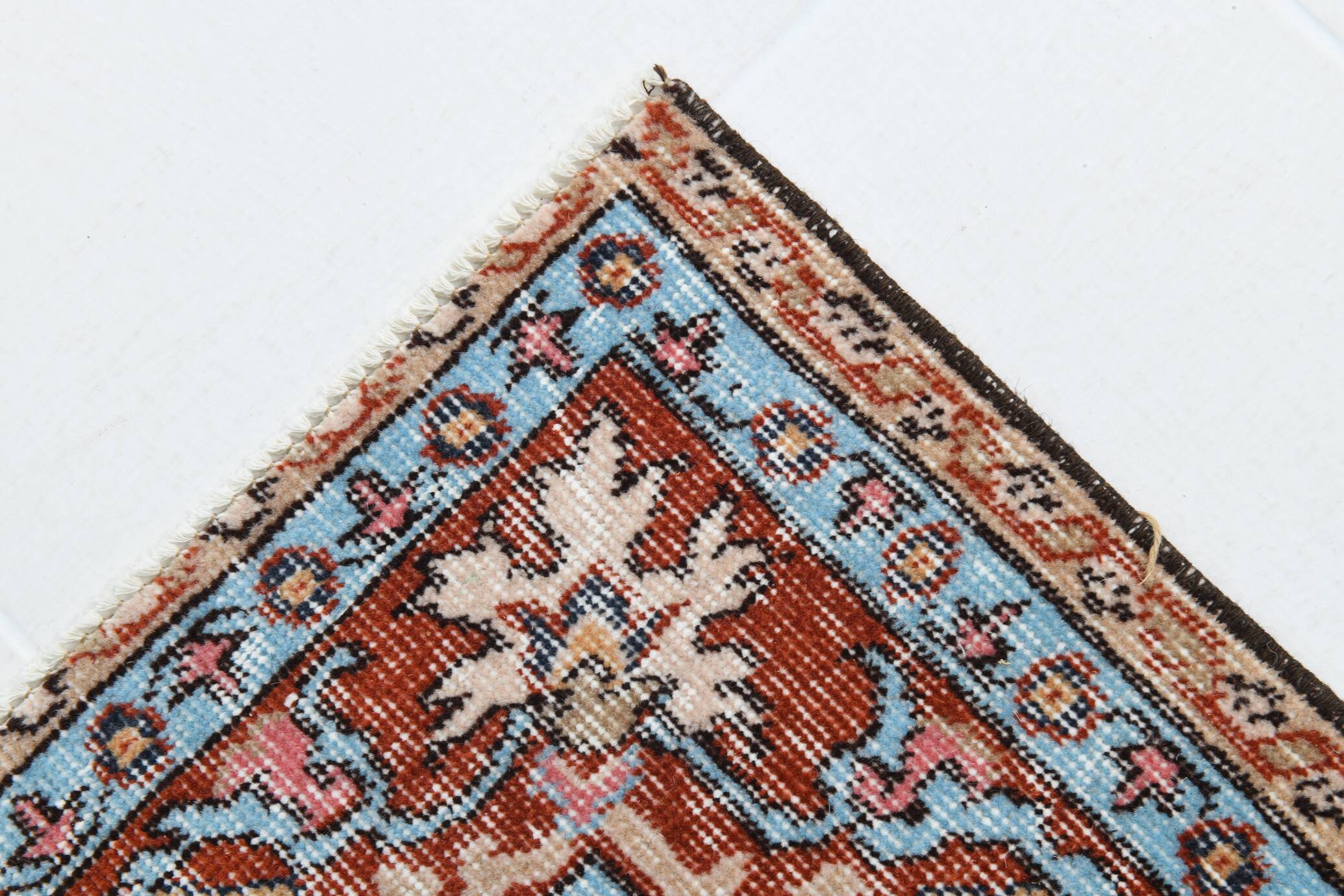 Medallion vintage carpet, one of a kind vintage rug, brown red turkish rug