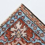 Medallion vintage carpet, one of a kind vintage rug, brown red turkish rug