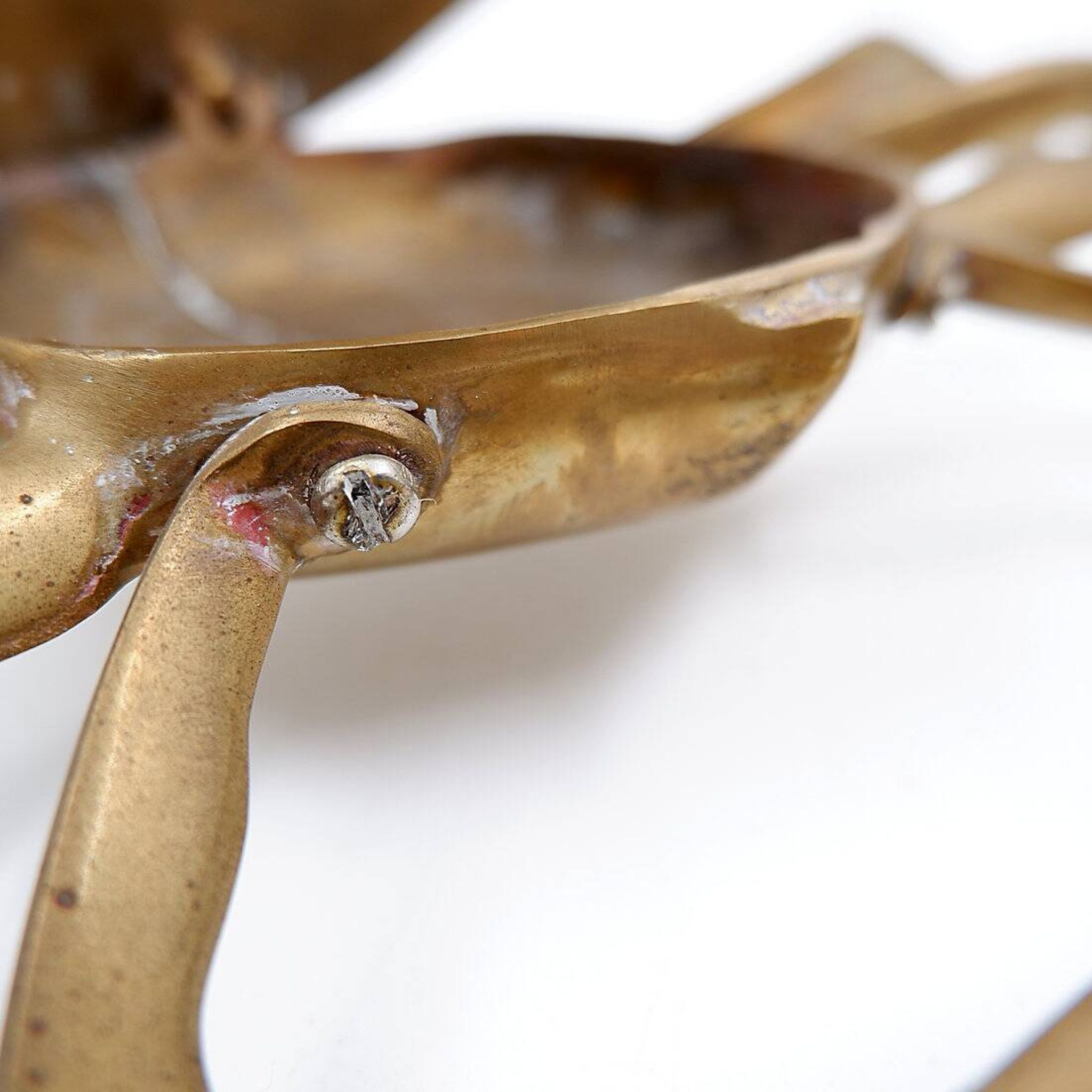 Brass trinket box in the shape of a blue crab, 1960s