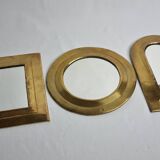 Set of 3 Moroccan vintage brass mirrors 16 cm