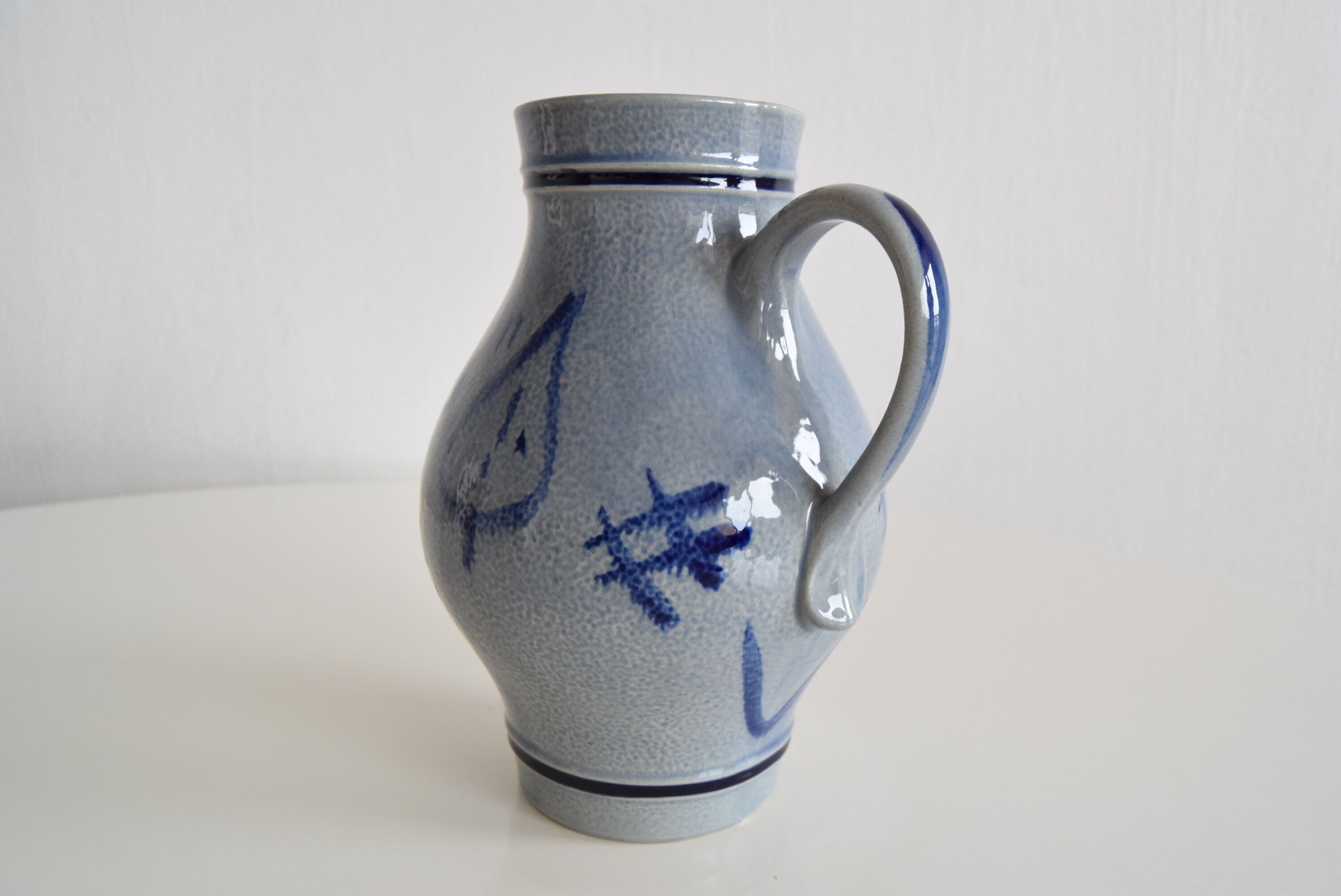 Vintage earthenware Jug with Blue Salt Glaze/Marzi & Remi, 1960's.