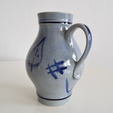 Vintage earthenware Jug with Blue Salt Glaze/Marzi & Remi, 1960's.