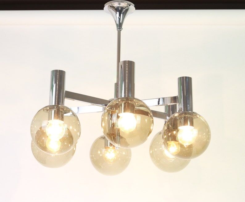 Six-light brass chandelier Italy 1960s