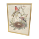 Cadre doré illustration nid couple d'oiseaux