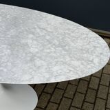 Original Knoll Tulip oval dining table (198cm) Carrara marble