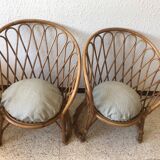 Pair of vintage rattan armchairs