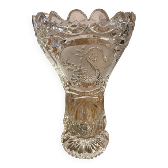 Hofbauer engraved crystal vase