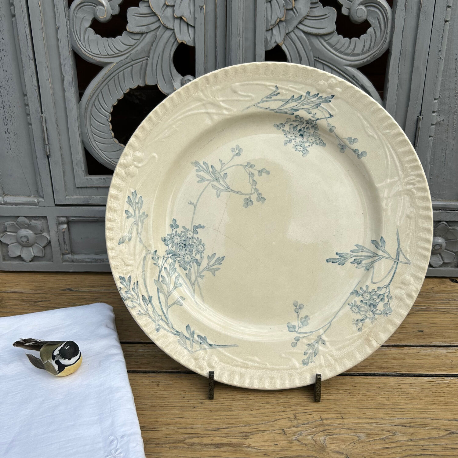 Large Magenta Creil and Montereau dish