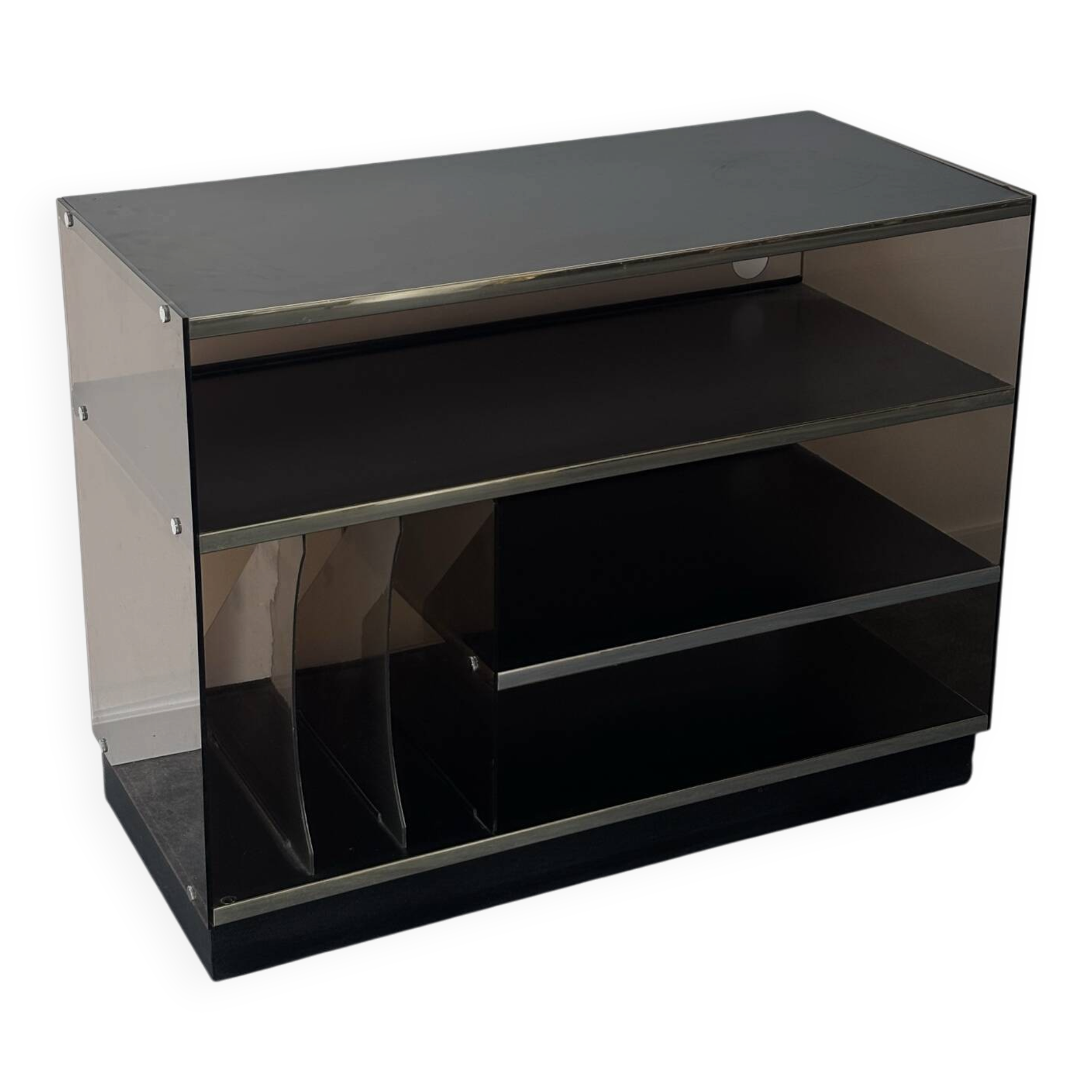 Meuble hi-fi en plexiglas fumé 1970