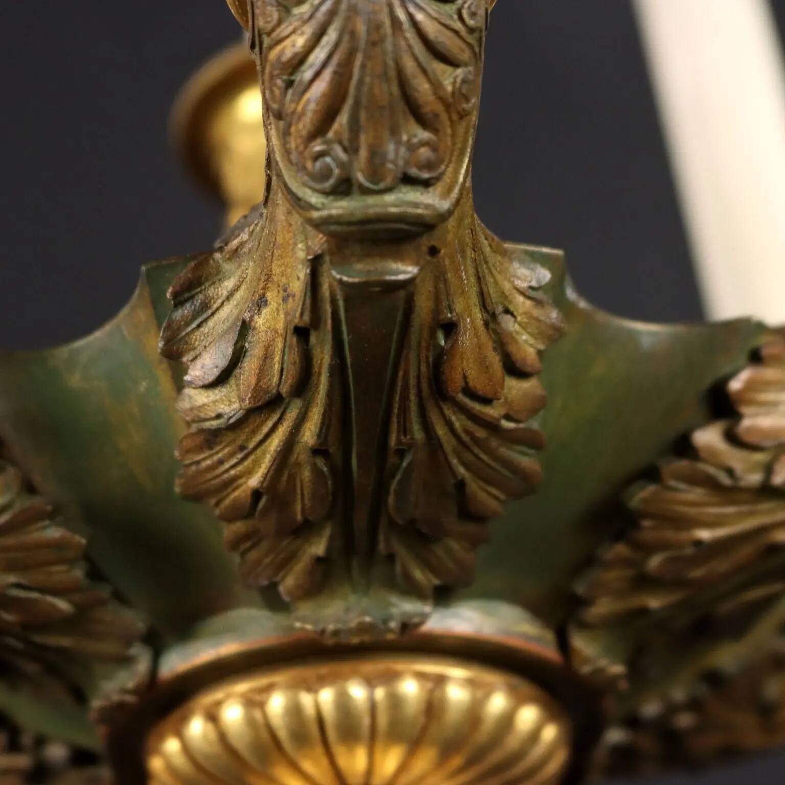 Paire d’appliques murales style Empire en bronze bruni, Italie, XXe siècle