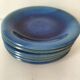 6 grandes assiettes plates en grès bleu cobalt et turquoise