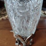 Vase verre pressé sur base bronze