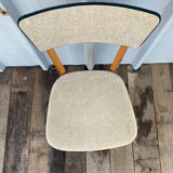 Antique Scandinavian Wooden Chair + Vintage Grey Vinyl Seat & Backrest