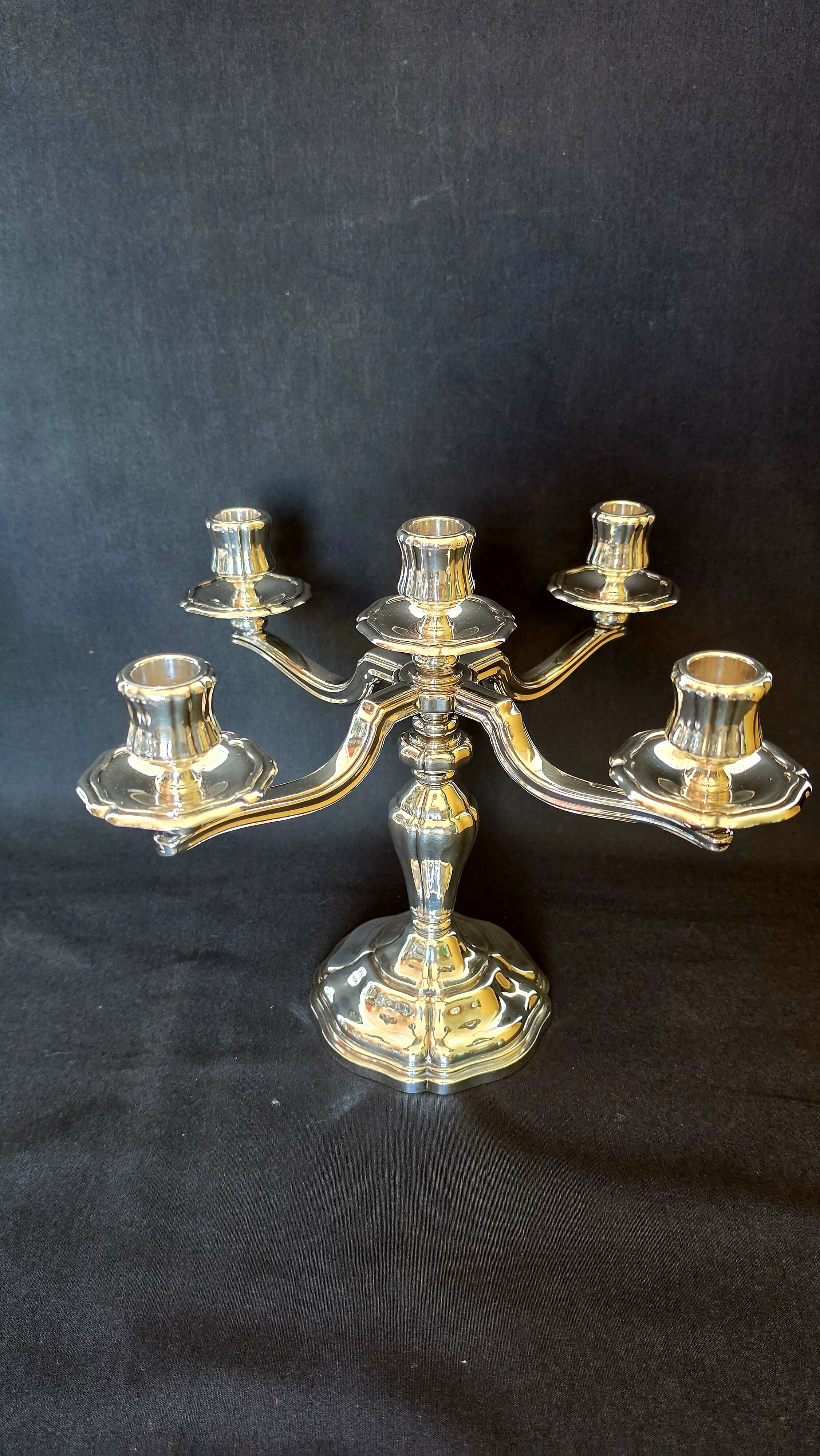 Exceptional pair of table candlesticks in fine silver, St. Médard Paris