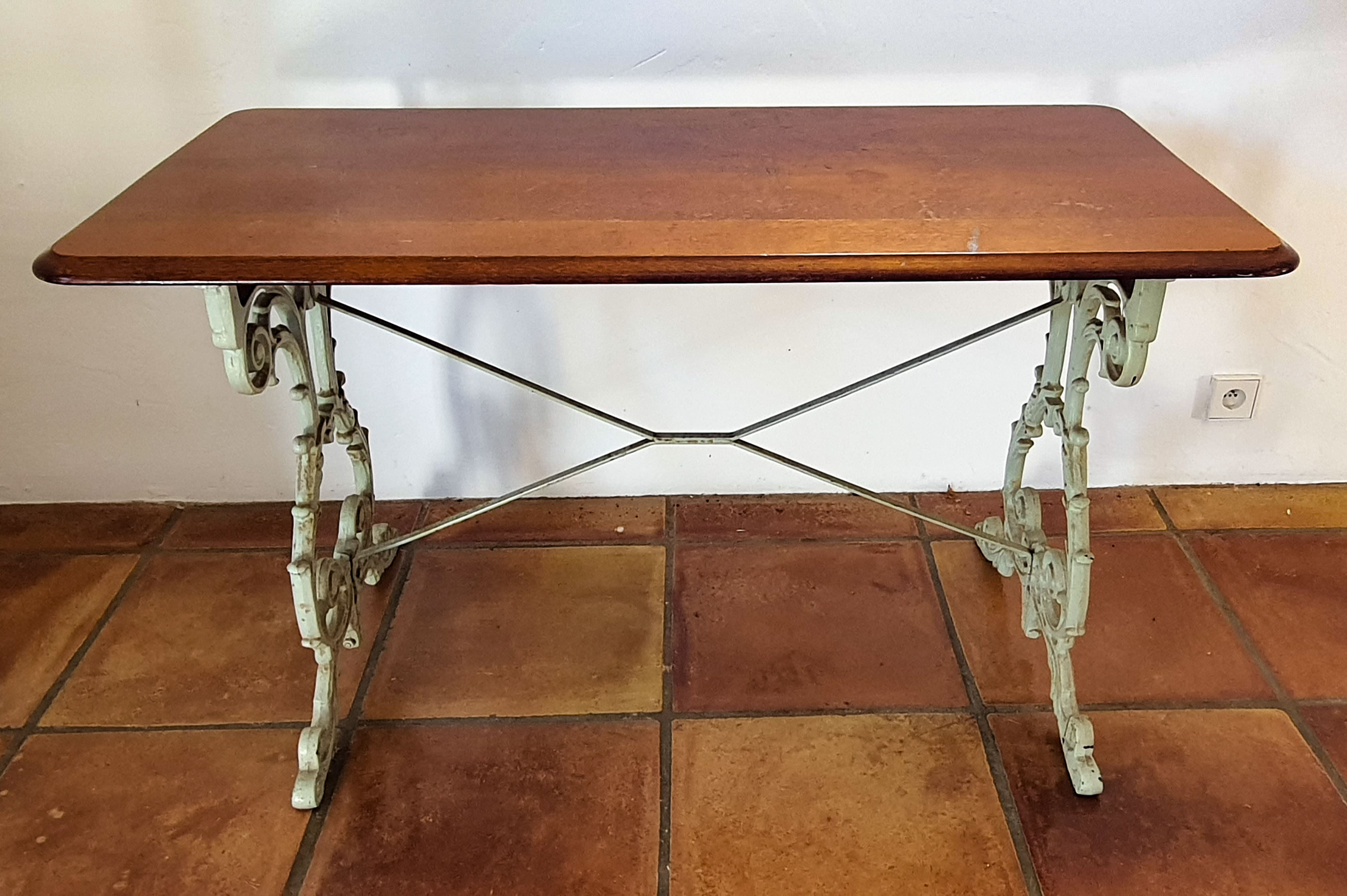 Bistro dining table - wood and wrought iron